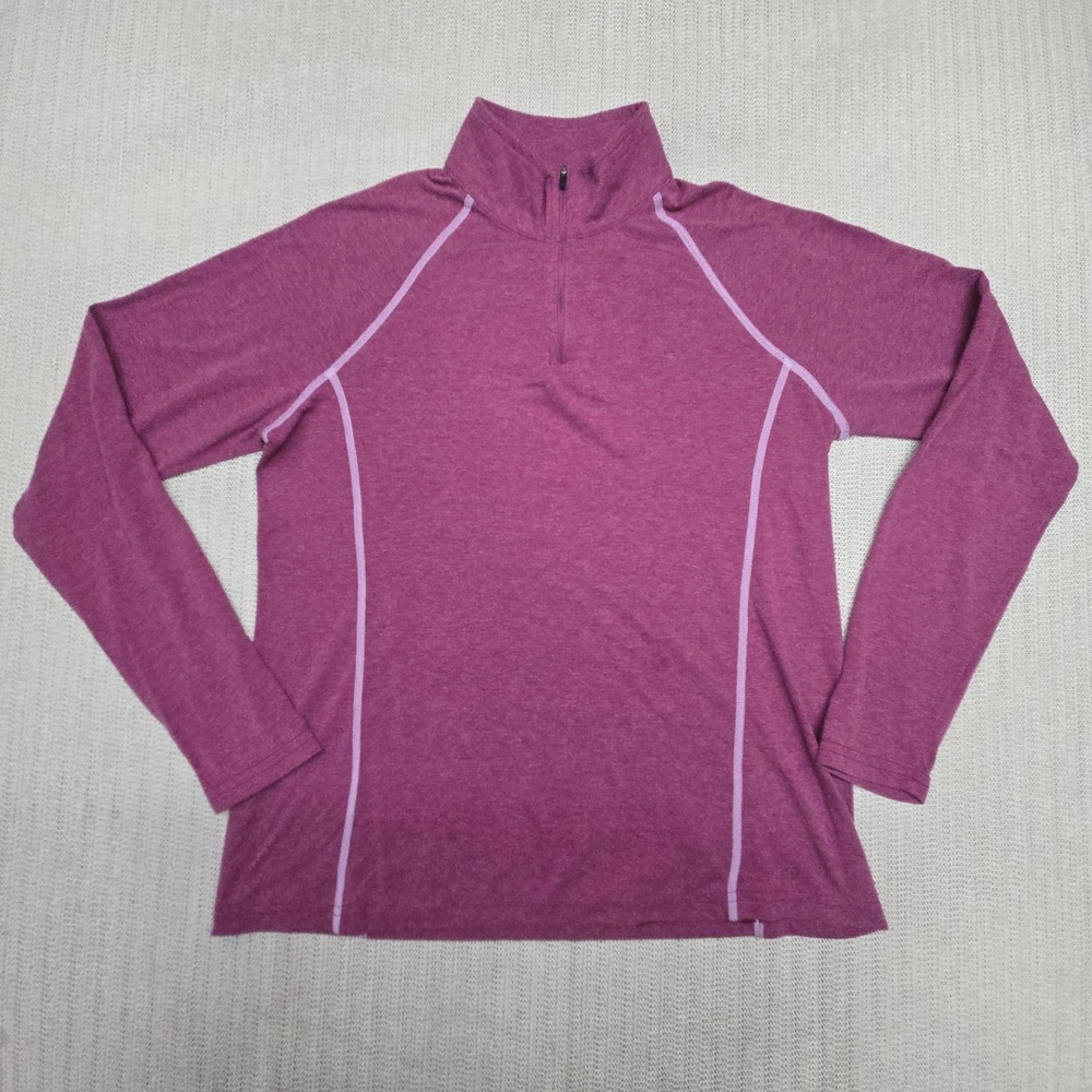 Orvis Shirt Womens Medium Purple 1/4 Zip Mock Neck Long Sleeve Hiking Pullover